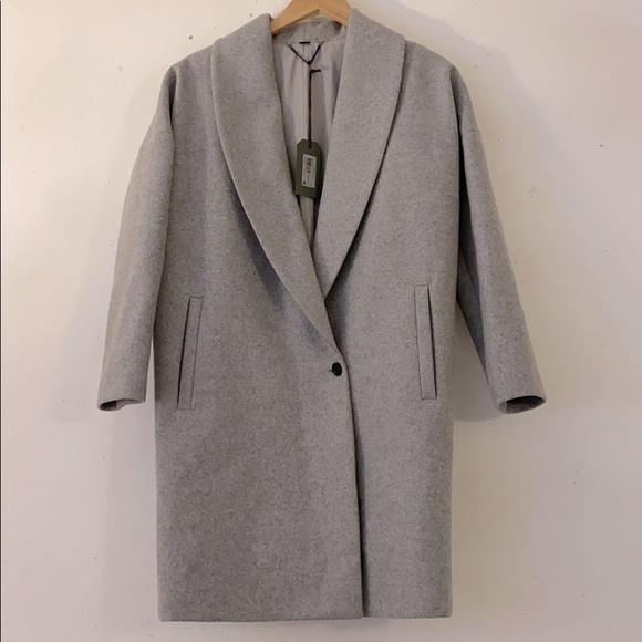 All Saints Nwt Grey Klein Wool Coat 